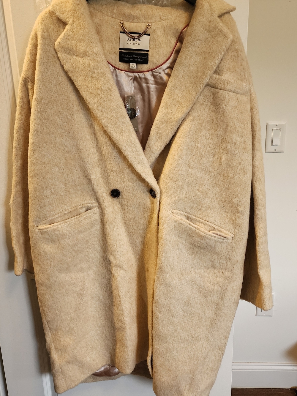 NWT Luxury J. Crew Collection Cream Double-Breasted Pea Coat